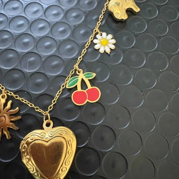 Charming Gold Necklace with Colorful Charms - Picture 3 of 4